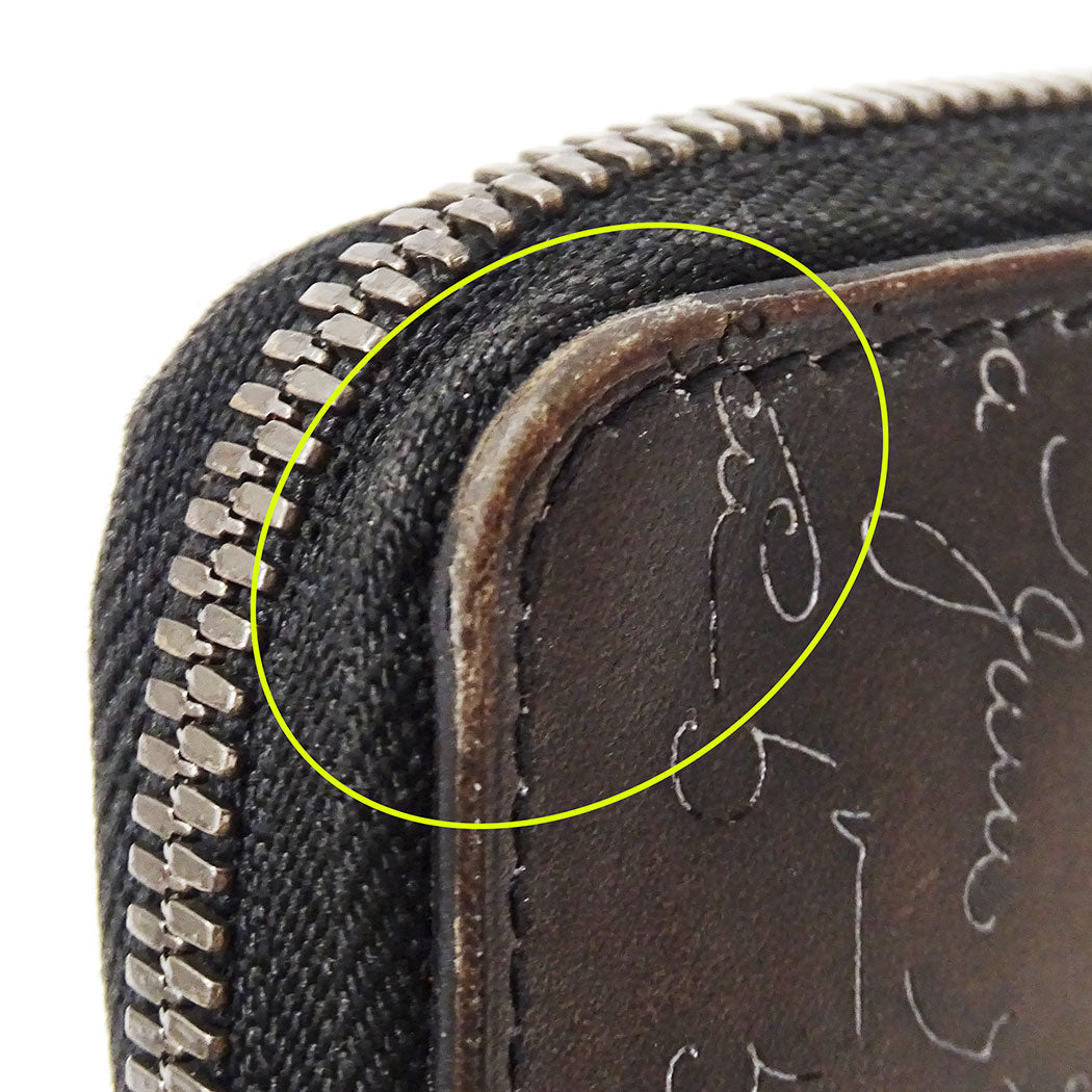 Berluti ベルルッティ 長財布 カリグラフィ ダークブラウン レザー メンズ 【中古】