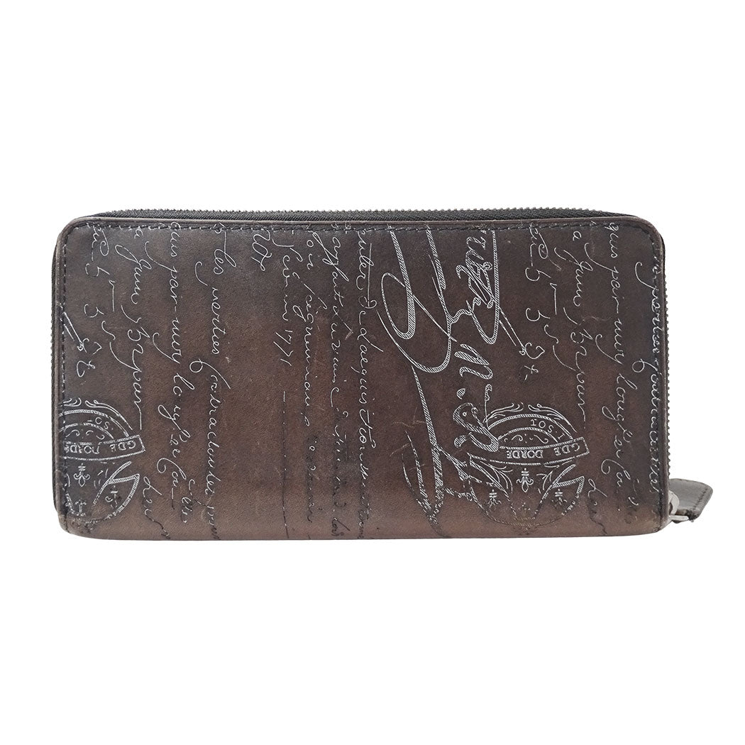 Berluti ベルルッティ 長財布 カリグラフィ ダークブラウン レザー メンズ 【中古】