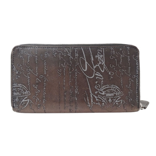 Berluti ベルルッティ 長財布 カリグラフィ ダークブラウン レザー メンズ 【中古】