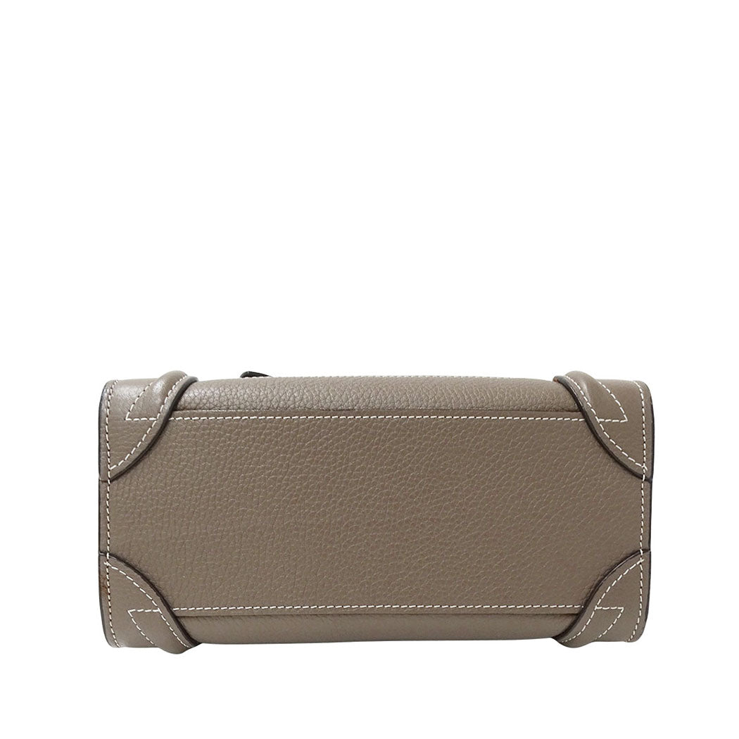 CELINE セリーヌ ラゲージ ナノショッパー 2wayバッグ グレージュ レザー レディース 【中古】