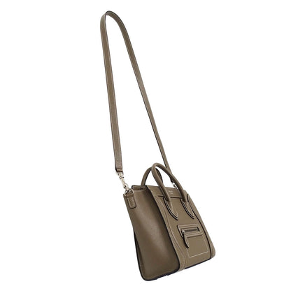 CELINE セリーヌ ラゲージ ナノショッパー 2wayバッグ グレージュ レザー レディース 【中古】