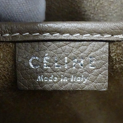 CELINE セリーヌ ラゲージ ナノショッパー 2wayバッグ グレージュ レザー レディース 【中古】