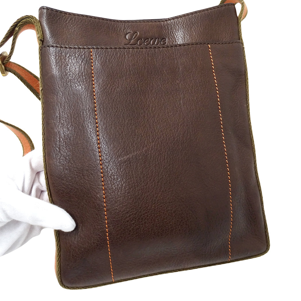 LOEWE ロエベ ショルダーバッグ ブラウン レザー レディース 【中古】