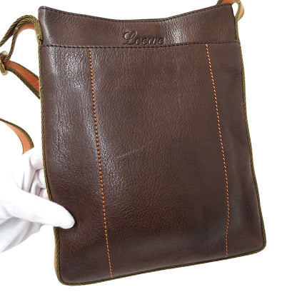 LOEWE ロエベ ショルダーバッグ ブラウン レザー レディース 【中古】
