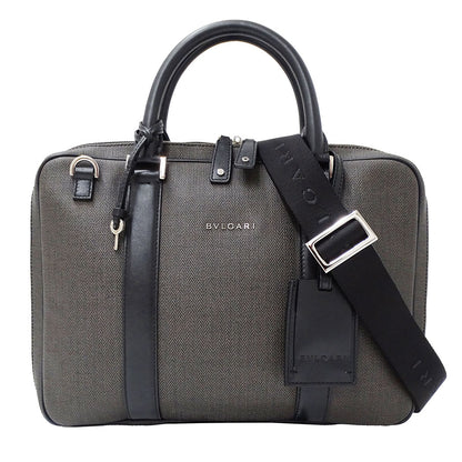 BVLGARI ブルガリ ウィークエンド ビジネスバッグ グレー PVC メンズ 【中古】