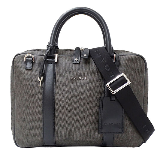 BVLGARI ブルガリ ウィークエンド ビジネスバッグ グレー PVC メンズ 【中古】
