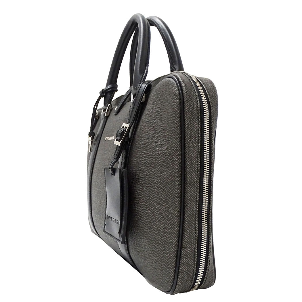 BVLGARI ブルガリ ウィークエンド ビジネスバッグ グレー PVC メンズ 【中古】