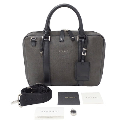 BVLGARI ブルガリ ウィークエンド ビジネスバッグ グレー PVC メンズ 【中古】