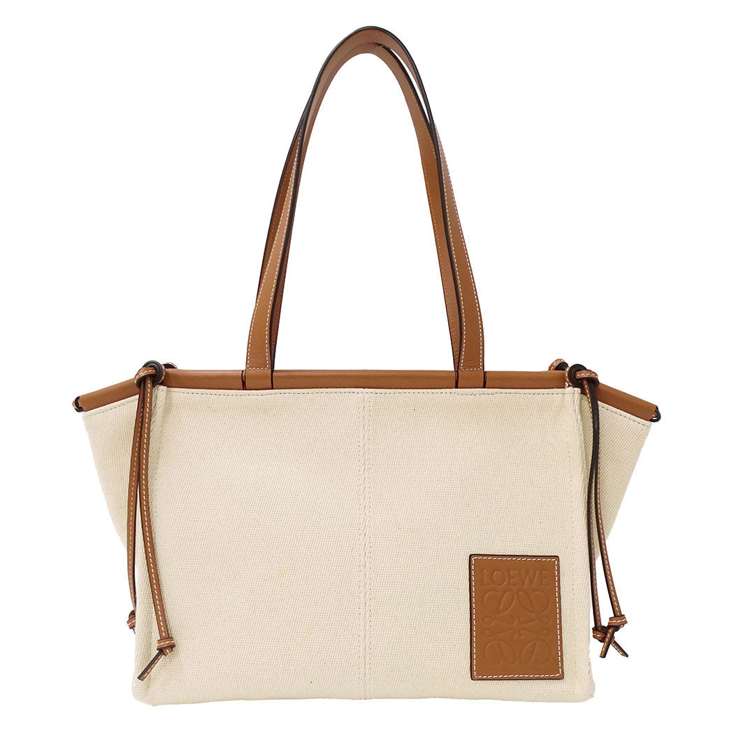 LOEWE ロエベ クッショントート スモール トートバッグ ナチュラル キャンバス レディース 【中古】