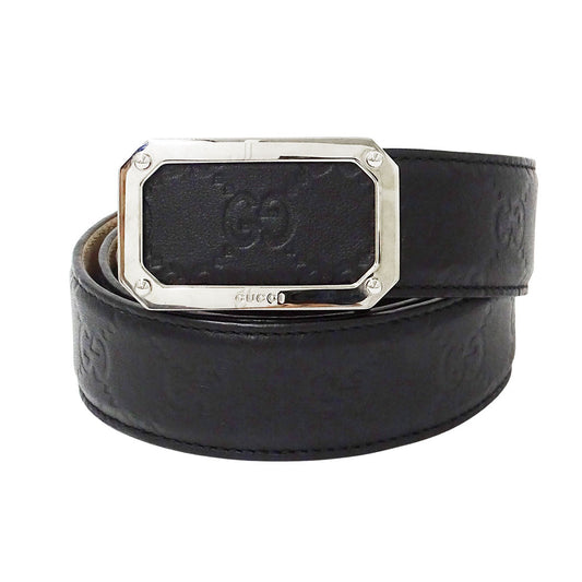 GUCCI グッチ ベルト シマ ブラック 162946 シマレザー メンズ 【中古】
