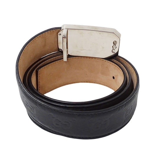 GUCCI グッチ ベルト シマ ブラック 162946 シマレザー メンズ 【中古】