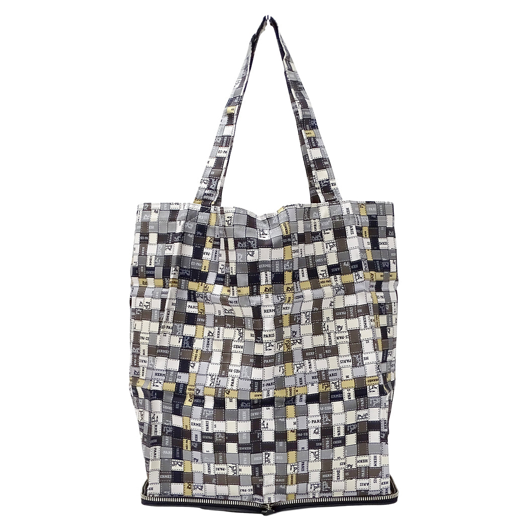 HERMES エルメス シルキーポップ トートバッグ グレー ベージュ シルク レディース 【中古】