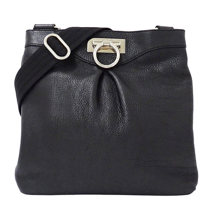 Ferragamo フェラガモ ショルダーバッグ ガンチーニ ブラック AU-21 B499 レザー レディース 【中古】