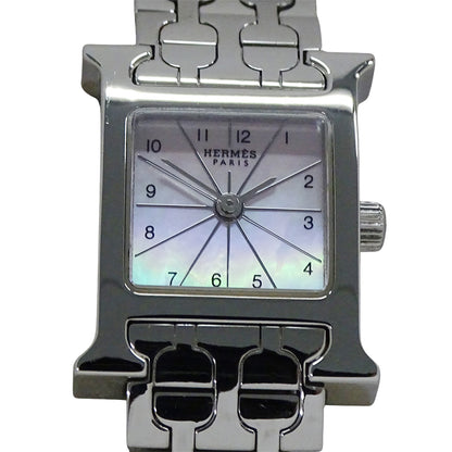 HERMES エルメス Hウォッチミニ HH1.110 レディース 腕時計 ピンクシェル クオーツ QZ ステンレス 磨き済み【中古】