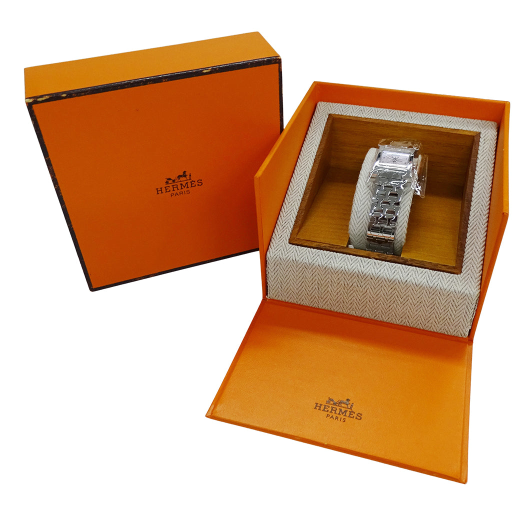 HERMES エルメス Hウォッチミニ HH1.110 レディース 腕時計 ピンクシェル クオーツ QZ ステンレス 磨き済み【中古】