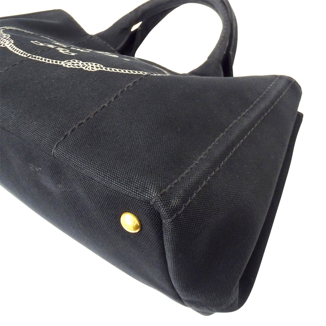 PRADA プラダ カナパ M トートバッグ ブラック BN2642 キャンバス レディース 【中古】