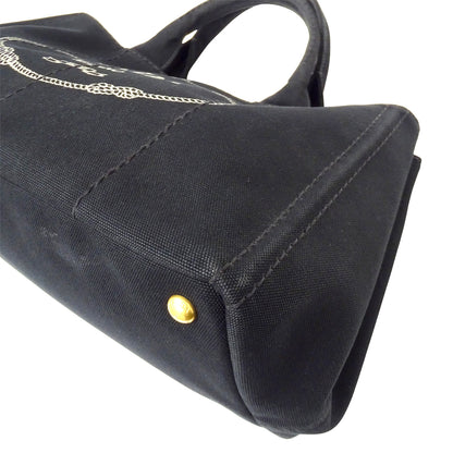 PRADA プラダ カナパ M トートバッグ ブラック BN2642 キャンバス レディース 【中古】