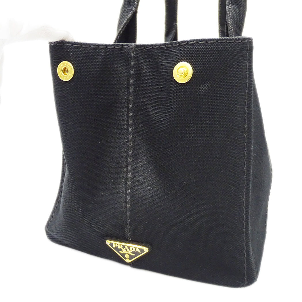 PRADA プラダ カナパ M トートバッグ ブラック BN2642 キャンバス レディース 【中古】