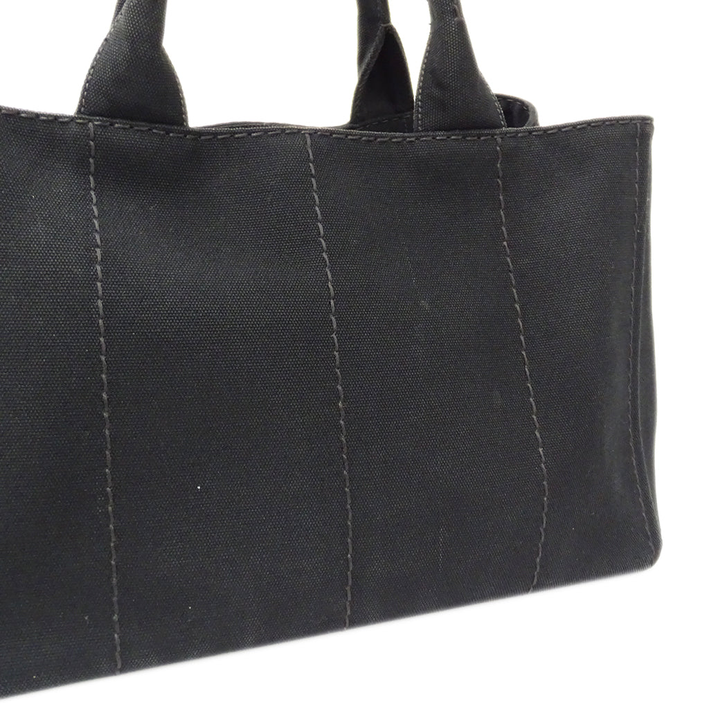 PRADA プラダ カナパ M トートバッグ ブラック BN2642 キャンバス レディース 【中古】