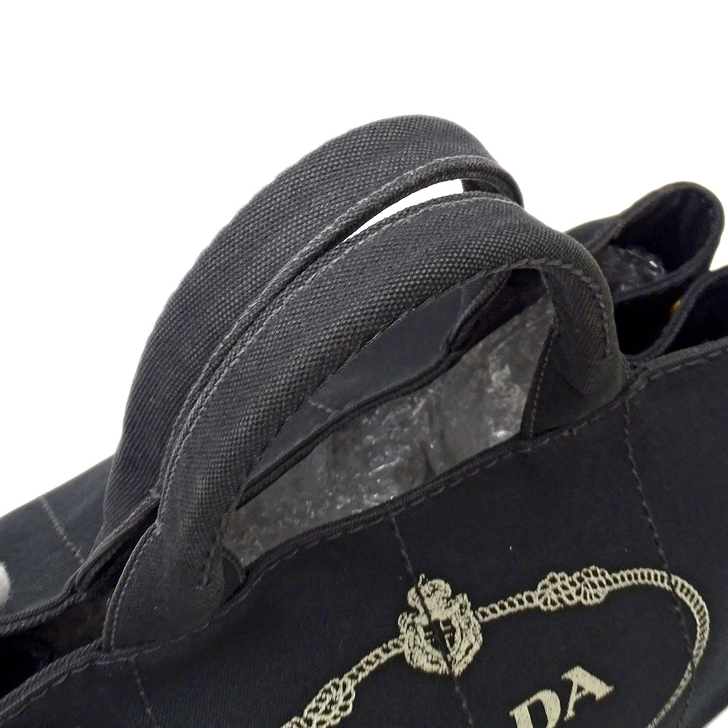 PRADA プラダ カナパ M トートバッグ ブラック BN2642 キャンバス レディース 【中古】