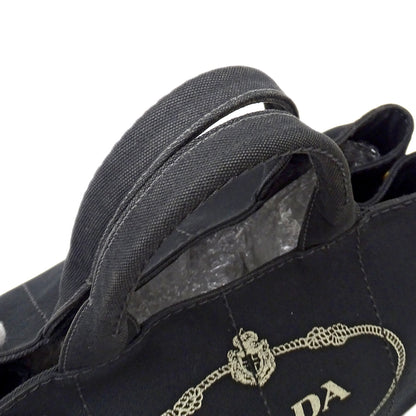PRADA プラダ カナパ M トートバッグ ブラック BN2642 キャンバス レディース 【中古】