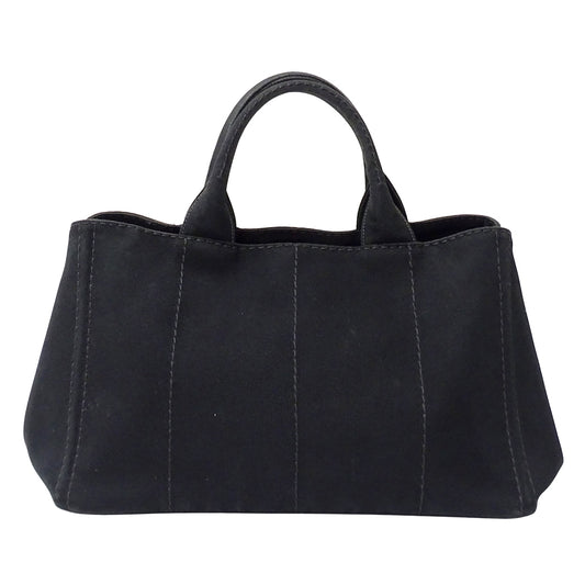 PRADA プラダ カナパ M トートバッグ ブラック BN2642 キャンバス レディース 【中古】