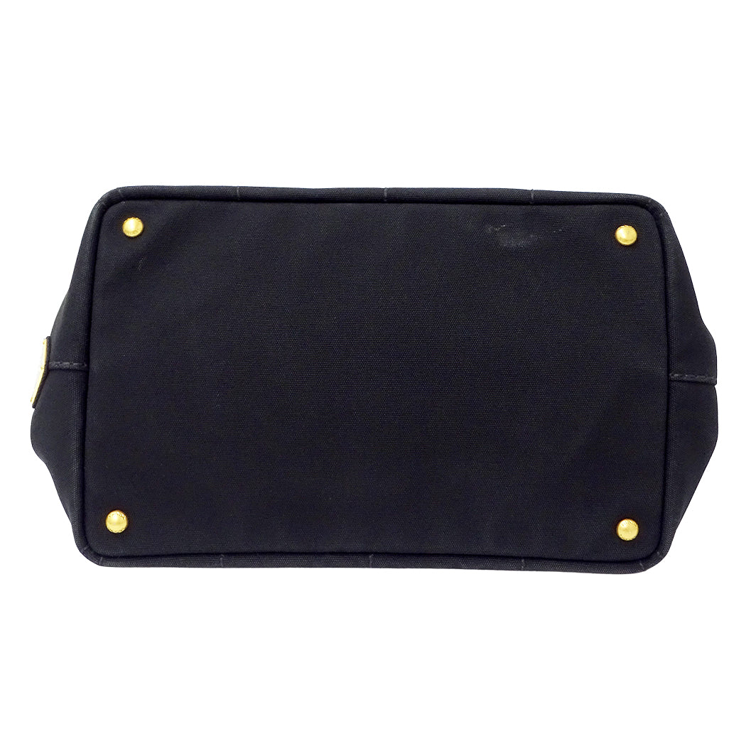 PRADA プラダ カナパ M トートバッグ ブラック BN2642 キャンバス レディース 【中古】