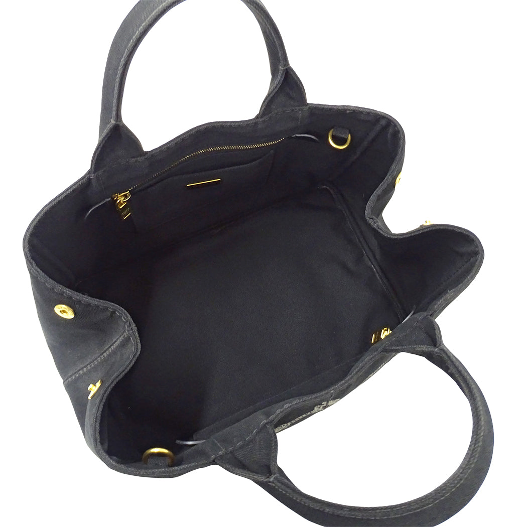 PRADA プラダ カナパ M トートバッグ ブラック BN2642 キャンバス レディース 【中古】
