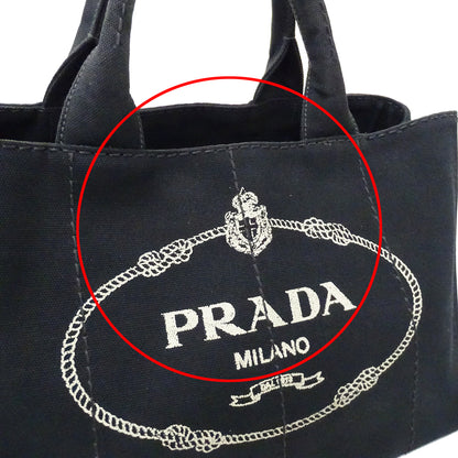 PRADA プラダ カナパ M トートバッグ ブラック BN2642 キャンバス レディース 【中古】