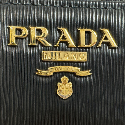 PRADA プラダ 長財布 ブラック レザー レディース メンズ 【中古】