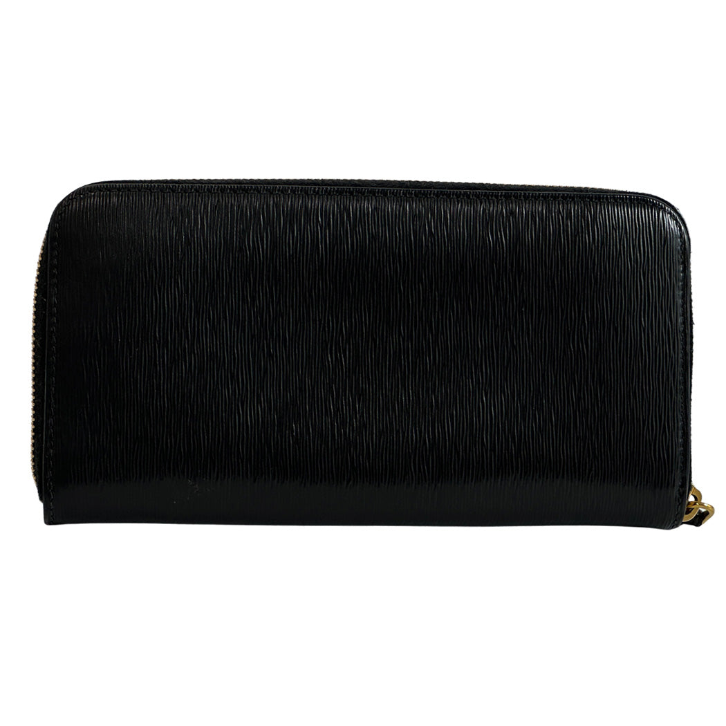 PRADA プラダ 長財布 ブラック レザー レディース メンズ 【中古】