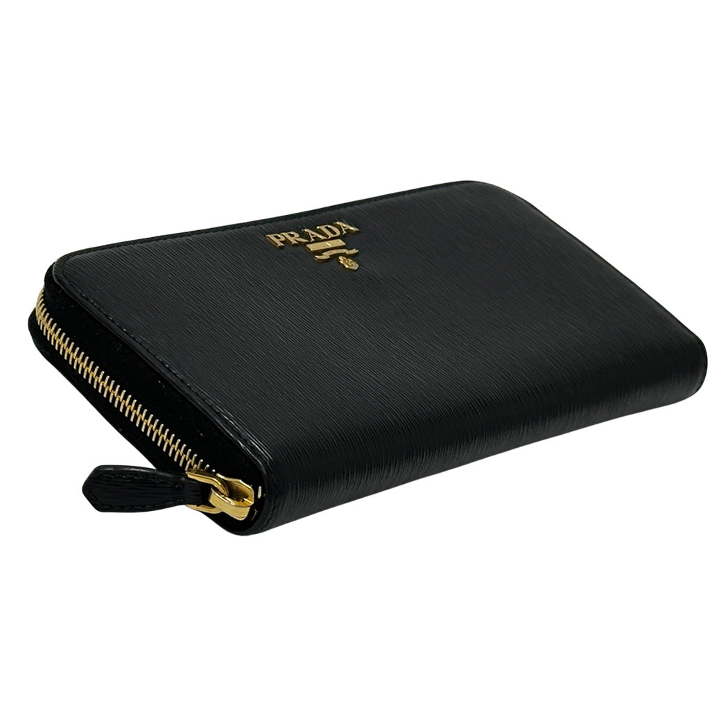 PRADA プラダ 長財布 ブラック レザー レディース メンズ 【中古】