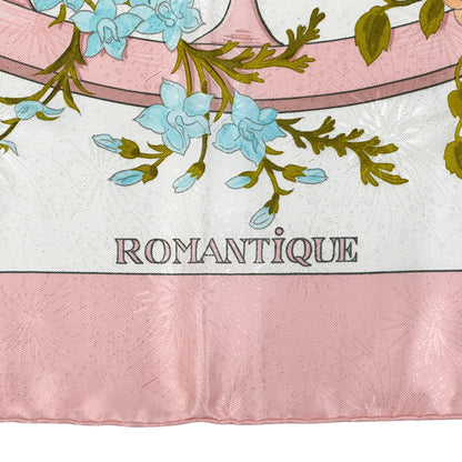 HERMES エルメス カレ90 ROMANTIQUE ロマンティック スカーフ ピンク 花柄 マルチカラー シルク レディース 【中古】