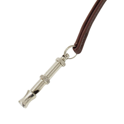 HERMES エルメス シフレ ネックレス レザー ブラウン シルバー レディース メンズ 【中古】