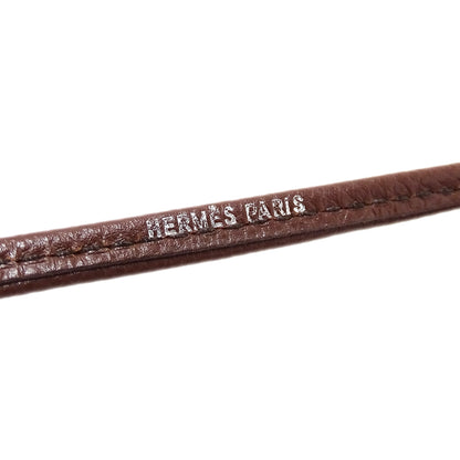 HERMES エルメス シフレ ネックレス レザー ブラウン シルバー レディース メンズ 【中古】