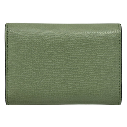 LOEWE ロエベ アナグラム バーティカルウォレット スモール 三つ折り財布 グリーン レザー レディース 【中古】