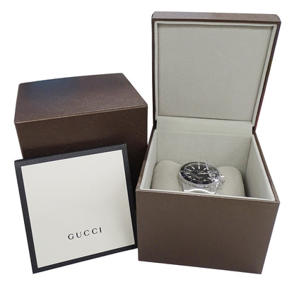 グッチ GUCCI 時計 メンズ ブランド ダイブ デイト クオーツ QZ ステンレス SS 136.3 YA136301A シルバー ブラック 磨き済み 【中古】