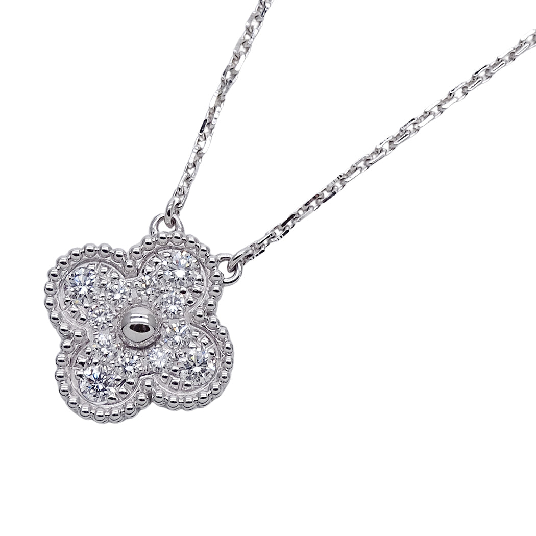 Van Cleef & Arpels ヴァンクリーフ＆アーペル ヴィンテージアルハンブラ ネックレス 750WG ダイヤモンド レディース 磨き済み【中古】
