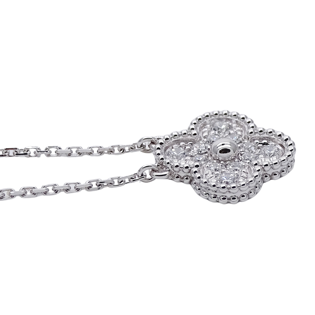 Van Cleef & Arpels ヴァンクリーフ＆アーペル ヴィンテージアルハンブラ ネックレス 750WG ダイヤモンド レディース 磨き済み【中古】