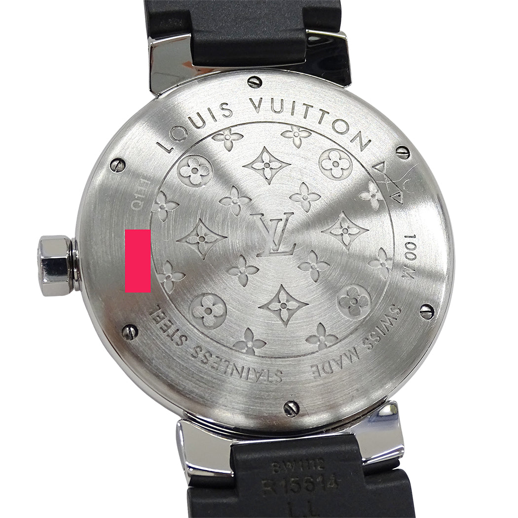 LOUIS VUITTON ルイ・ヴィトン タンブール Q1111 メンズ 腕時計 クオーツ QZ ステンレス レザー 磨き済み【中古】