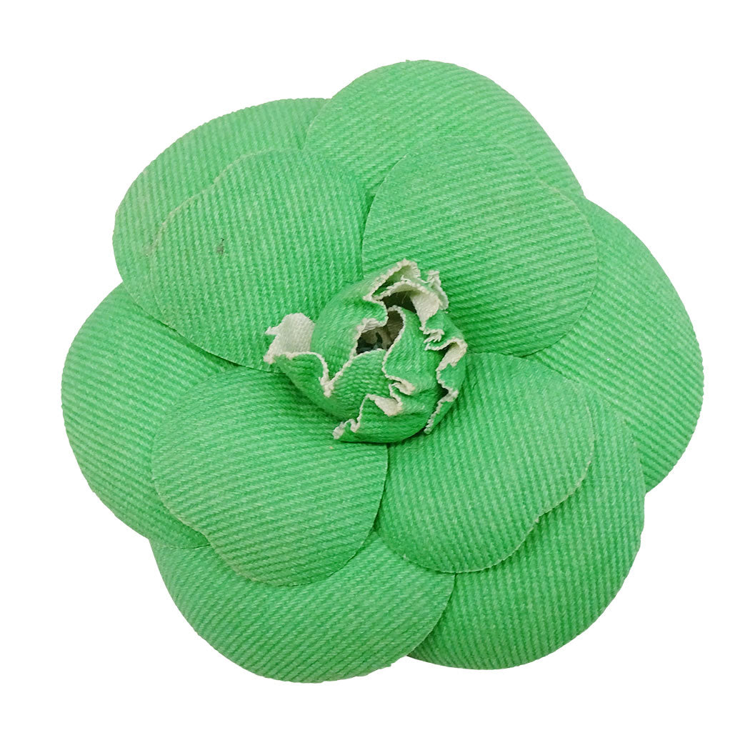 CHANEL シャネル ブローチ カメリア キャンバス グリーン レディース 【中古】