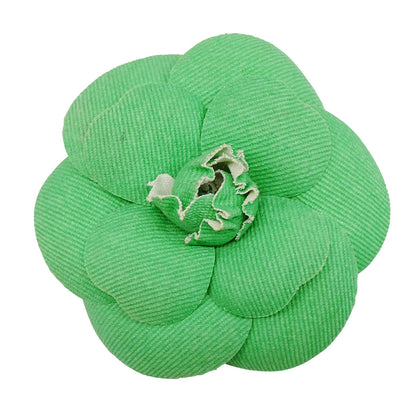 CHANEL シャネル ブローチ カメリア キャンバス グリーン レディース 【中古】