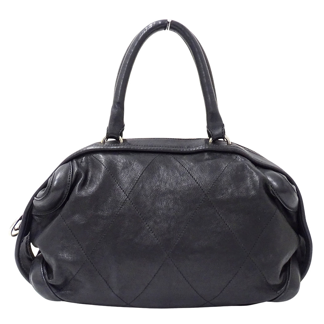 CHANEL シャネル ハンドバッグ ワイルドステッチ ブラック シルバー金具 レザー レディース 【中古】