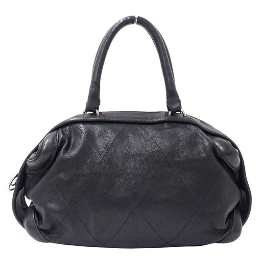 CHANEL シャネル ハンドバッグ ワイルドステッチ ブラック シルバー金具 レザー レディース 【中古】