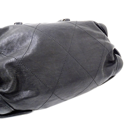 CHANEL シャネル ハンドバッグ ワイルドステッチ ブラック シルバー金具 レザー レディース 【中古】