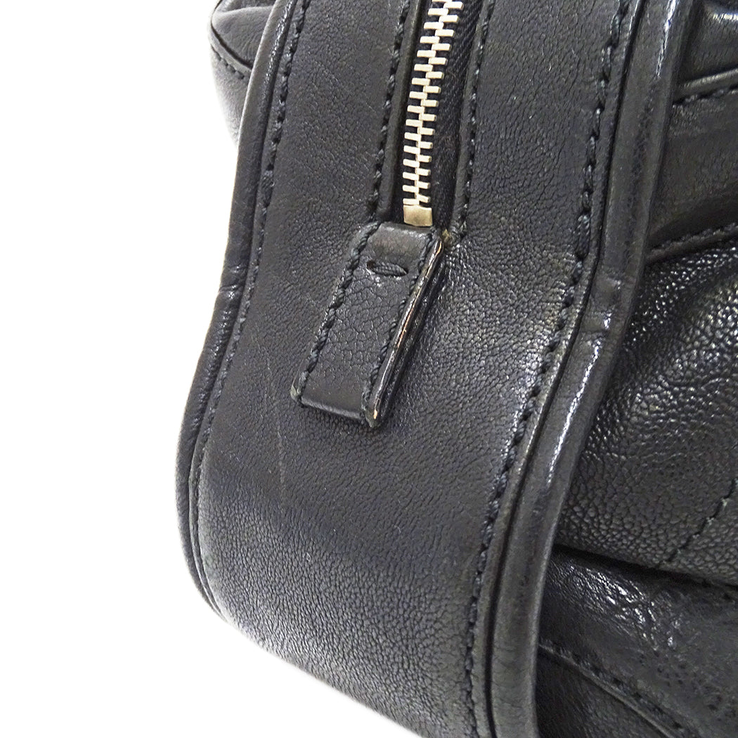 CHANEL シャネル ハンドバッグ ワイルドステッチ ブラック シルバー金具 レザー レディース 【中古】