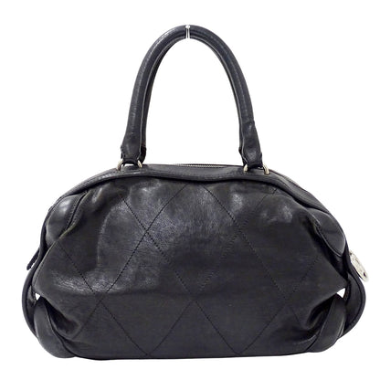 CHANEL シャネル ハンドバッグ ワイルドステッチ ブラック シルバー金具 レザー レディース 【中古】