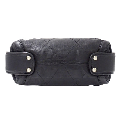 CHANEL シャネル ハンドバッグ ワイルドステッチ ブラック シルバー金具 レザー レディース 【中古】