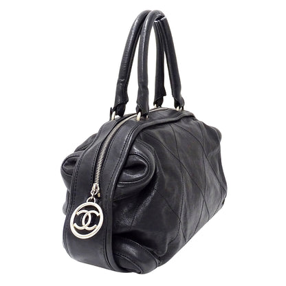CHANEL シャネル ハンドバッグ ワイルドステッチ ブラック シルバー金具 レザー レディース 【中古】