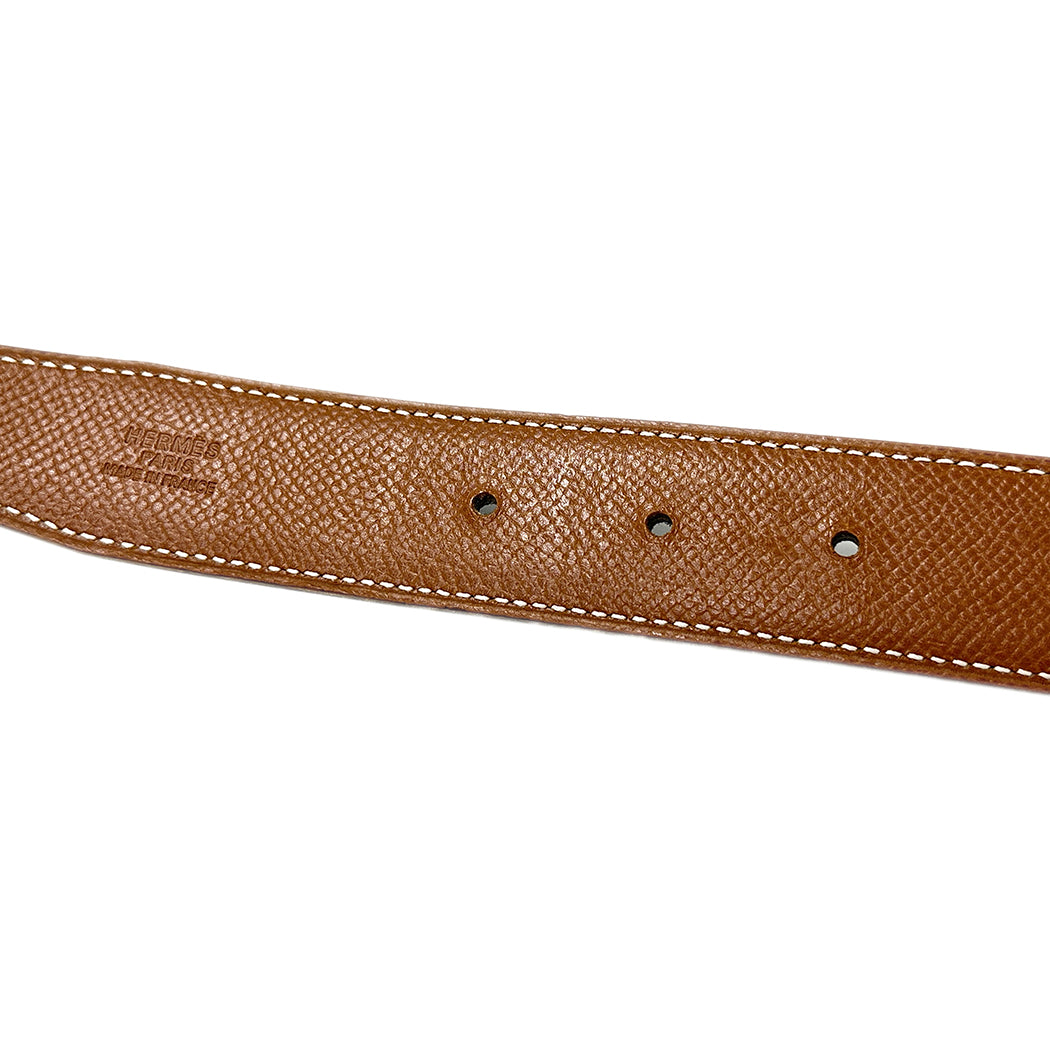HERMES エルメス Hベルト ベルト ブラック ゴールド金具 ボックスカーフ レディース 【中古】